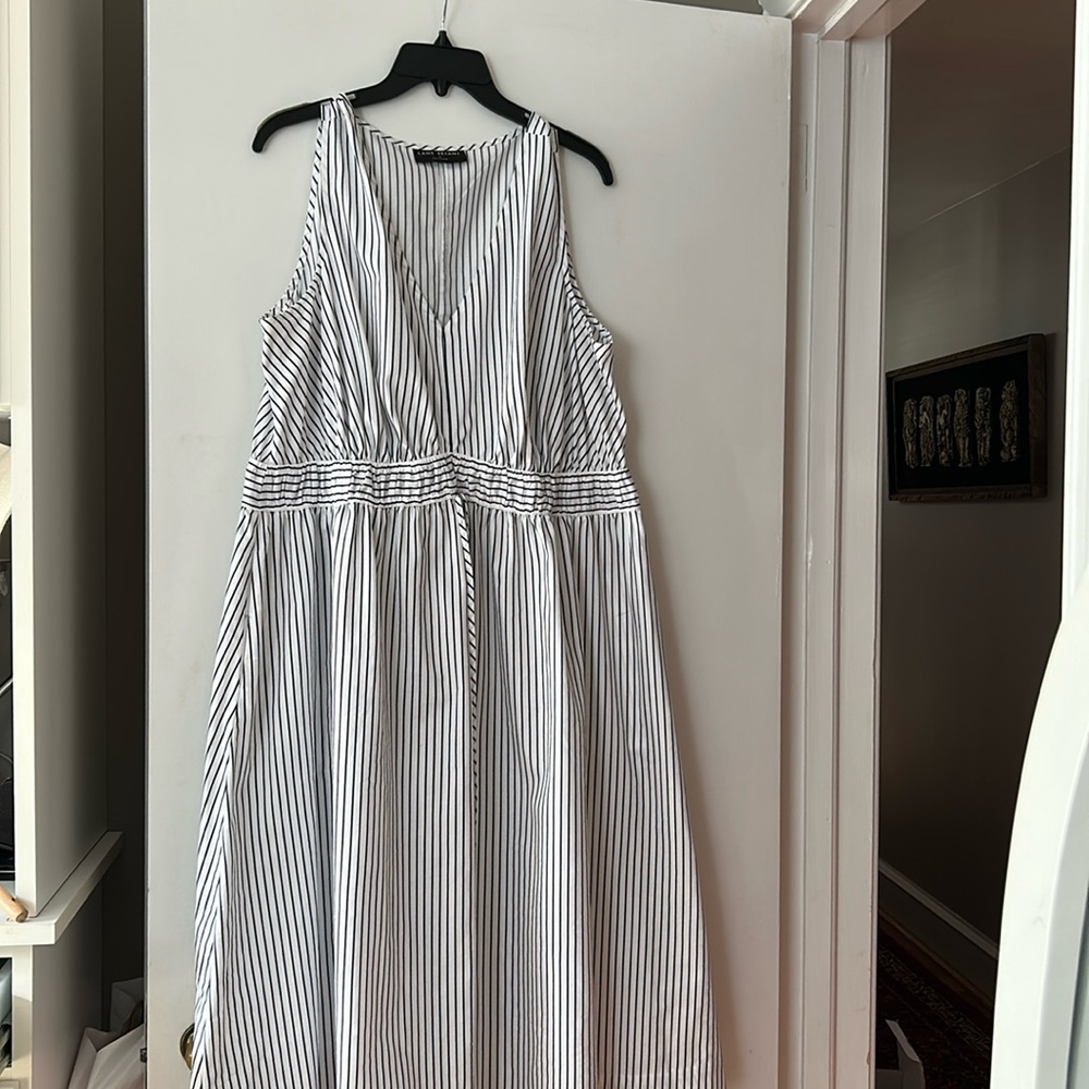 Lane Bryant striped black white summer sleeveless dress size 16